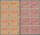 Panama: 1905/1911, Definitive Issue 'Map Of Panama' ½c. Orange And 2c. Carmine Both In Blocks Of Eig - Panama