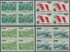 Peru: 1951, 75th Anniversary Of UPU Without Overprint, 5c.-20s., Complete Set Of Nine In Blocks Of F - Peru