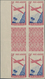 Reunion: 1938, Airmails 9.65fr. Carmine/ultramarine, Left Marginal Imperforate Gutter Block Of Four - Briefe U. Dokumente