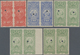 Uruguay: 1910 (ca.), Five Revenue Stamps (coat Of Arms) 0.40c. Red, 7.50p. Blue And 15p., 20p. + 25p - Uruguay