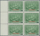 Venezuela: 1950, 200th Birthday Of Francisco De Miranda 1b. Green Block Of Six From Left Margin With - Venezuela