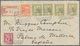 Andorra - Spanische Post: 1933, 2 C Olive (four Items), 5 C Carmine And 50 C Orange Mixed Franking O - Other & Unclassified