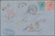 Belgien: 1867, 20 C Blue And 40 C Rose Also 30 C Brown And 40 C Rose Each On Two Letter-frontsides F - Other & Unclassified
