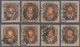 Finnland: 1891, Coat Of Arms With Corner Rings 1r. Brown/orange Eight Used Stamps With Some Nice And - Gebraucht