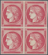 Frankreich: 1849/1850, Ceres, Imperforated Proof Block Of Four In Carmine, Without Inscriptions, Ver - Unused Stamps