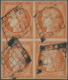 Frankreich: 1850, Ceres 40c. Orange, BLOCK OF FOUR (some Thin Spots/repairs), Bright Colour, Each St - Ungebraucht
