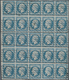 Frankreich: 1853, Empire Nd 25c. Blue, Left Marginal BLOCK OF 25, Fresh Colour And Close To Full Mar - Unused Stamps