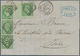 Frankreich: 1862, 5 C Green Napoleon, Vertical Strip Of 3, Together With A Further Stamp From Left S - Unused Stamps