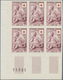 Frankreich: 1955, RED CROSS Set Of Two 'Sculptures' In IMPERFORATED Blocks Of Six From Lower Left Co - Ungebraucht