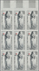 Frankreich: 1963, RED CROSS Set Of Two (sculpture And Painting) In IMPERFORATED Blocks Of Nine From - Ungebraucht