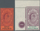 Gibraltar: 1908-11 KEVII. £1 Deep Purple & Black/red And 8s. Purple & Green As Top Left Corner Stamp - Gibraltar