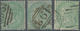 Großbritannien: 1855, QV 1s. Green With Wmk. Emblems Three Singles With Different Numeral Cancels, V - Other & Unclassified