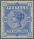 Großbritannien: 1883, 10s. Ultramarine, Wm. Anchor, Lettered J-D, Deep Intense Colour, Mint Original - Other & Unclassified