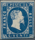 Italien - Altitalienische Staaten: Sardinien: 1851, 20 C Blue Unused Without Gum, Three Sides Full M - Sardinien