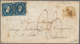 Italien - Altitalienische Staaten: Sardinien: 1851, 20 C Blue Horizontal Pair Tied By Rhomb Dot Canc - Sardinien