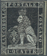 Italien - Altitalienische Staaten: Toscana: 1851, 1 Qu Black On Grey Paper Mint With Original Gum, T - Tuscany