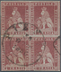 Italien - Altitalienische Staaten: Toscana: 1851, 1 Cr Brown-carmine Block Of 4 Tied By Double Circl - Tuscany