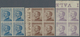 Italien: 1908, 25 C Blue, 40 C Brown And 50 C Light-violet Each In Block Of Four, Imperforated, Mint - Marcophilia