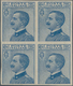 Italien: 1908, Victor Emanuel III. 25c. Blue IMPERFORATE Block Of Four, Upper Stamps Mint Hinged And - Marcophilia