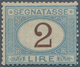 Italien - Portomarken: 1870, 2 L Blue/brown Postage Due Stamp Mint Never Hinged, The Stamp Is Normal - Portomarken