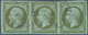 Monaco - Vorläufer: 1853, "Monaco" 2x K2 A. Frankreich 1 C. Napoleon Geschnitten Im Waag. 3er-Str., - ...-1885 Prephilately