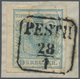 Österreich: 1850, 9 Kr. Handpapier Type I, Hellgraublau P 63 Auf Briefstück, VP 1 Aus Der Z III, Bst - Used Stamps