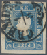 Österreich: 1858, Zeitungsmarke (1,05 Soldi) Blau, Entwertet Mit Einem Etwas öligen Teilabdruck Des - Used Stamps