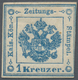 Österreich - Zeitungsstempelmarken: 1858, 1 Kr. Blau, Grober Druck, Provisorische Type I, Dreiseitig - Giornali