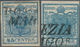 Österreich - Lombardei Und Venetien: 1850, 45 C. Blau HP Zwei Werte Auf GERIPPTEM Handpapier In Zwei - Lombardy-Venetia