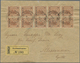 Österreichische Post In Der Levante: 1892, 8 Pa. Auf 2 Kr. Braunocker/schwarz Im 10er-Block Auf R-Br - Levante-Marken