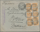 Russland: 1909, Letter With Beautiful Franking Of A Block Of 8 Of The 1 Kop. Stamp Coat Of Arms Yell - Used Stamps