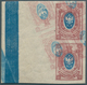 Russland: 1908, 15kop. Purple/blue, Left Marginal Pair With Additional Multiple Diagonal-inverted Im - Used Stamps