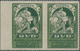 Sowjetunion: 1923 'Exhibition' 2r. Green/pale Green, Left-hand Marginal Pair, Perf 12½, IMPERF VERTI - Covers & Documents