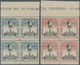 Spanien: 1920, 7th United Postal Union Congress Complete Set In Blocks Of Four With 1c. + 2c. Withou - Used Stamps