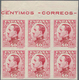 Spanien: 1930, King Alfonso XIII. Definitive 40c. Imperforated COLOUR PROOF In Carmine-red Block Of - Used Stamps