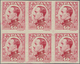 Spanien: 1930, King Alfonso XIII. Definitive 40c. Imperforated COLOUR PROOF In Carmine-red Block Of - Used Stamps