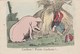 CPA Grivoise Coquine Couple Dans La Paille Cochon Porc Pig Fantaisie Illustrateur (2 Scans) - Cochons