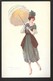 Cpa...illustrateur Italien...Bompard .S...art Nouveau...art Déco...jeune Femme Avec Ombrelle... - Bompard, S.