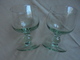 Vintage - 2 Coupes à Pieds En Verre Soufflé - Verre & Cristal