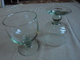 Vintage - 2 Coupes à Pieds En Verre Soufflé - Verre & Cristal