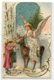 ANGES 040 Jeune Fille Ange Assise Sur Biche Distribuant Cadeaux Aux Enfants Heureux Noel   CARTE GAUFREE 1910 - Angels