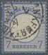 Deutsches Reich - Brustschild: 1872, Großer Schild 7 Kr. Blau Doppelprägung Des Mittelstückes Mit K1 - Ongebruikt