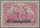 Memel: 1920, Freimarke 2,50 M Dunkelrosalila Mit Aufdruck, Postfrisch Mit Originalgummi, "echt Und E - Memelgebiet 1923