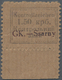 Dt. Besetzung II WK - Ukraine - Sarny: 1941. Kontrollzeichen 1.50 Krb "GK.-Ssarny" In Type II, Unter - Besetzungen 1938-45