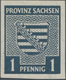 Sowjetische Zone - Provinz Sachsen: 1945, Freimarke Wappen 1 Pf Schwärzlichgrünlichblau Ungezähntes - Sonstige & Ohne Zuordnung