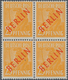Delcampe - Berlin: 1949, Rotaufdruck, Komplette Serie In 4er-Blocks, Dabei Die Beiden Markwerte Aus Der Linken - Brieven En Documenten