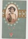Carte Fantaisie Gaufrée Style Art Nouveau / Portrait De Femme Dans Un Médaillon , Genre Mucha - Women