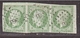 CREUSE EMPIRE Bande De 3 Du 5c Vert  NON-DENTELÉ, N° 12 -PC 363 Bénévent - 1853-1860 Napoléon III