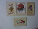 LOT DE 4 CPA FANTAISIES FLEURS EN TISSUS  , VOIR SCAN - Embroidered