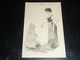 COCHON CARTE FANTAISIE ILLUSTREE - FEMME + UN COCHON + FER A CHEVAL  (AH) - Maiali